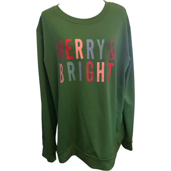 Merry & Bright Green Sweatshirt, Size 2XL, NWOT - Picture 1 of 3